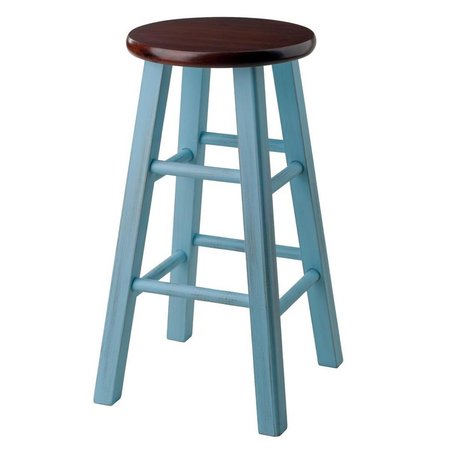 WINSOME Winsome 65224 Ivy 24 in. Counter Stool; Walnut & Light Blue 65224